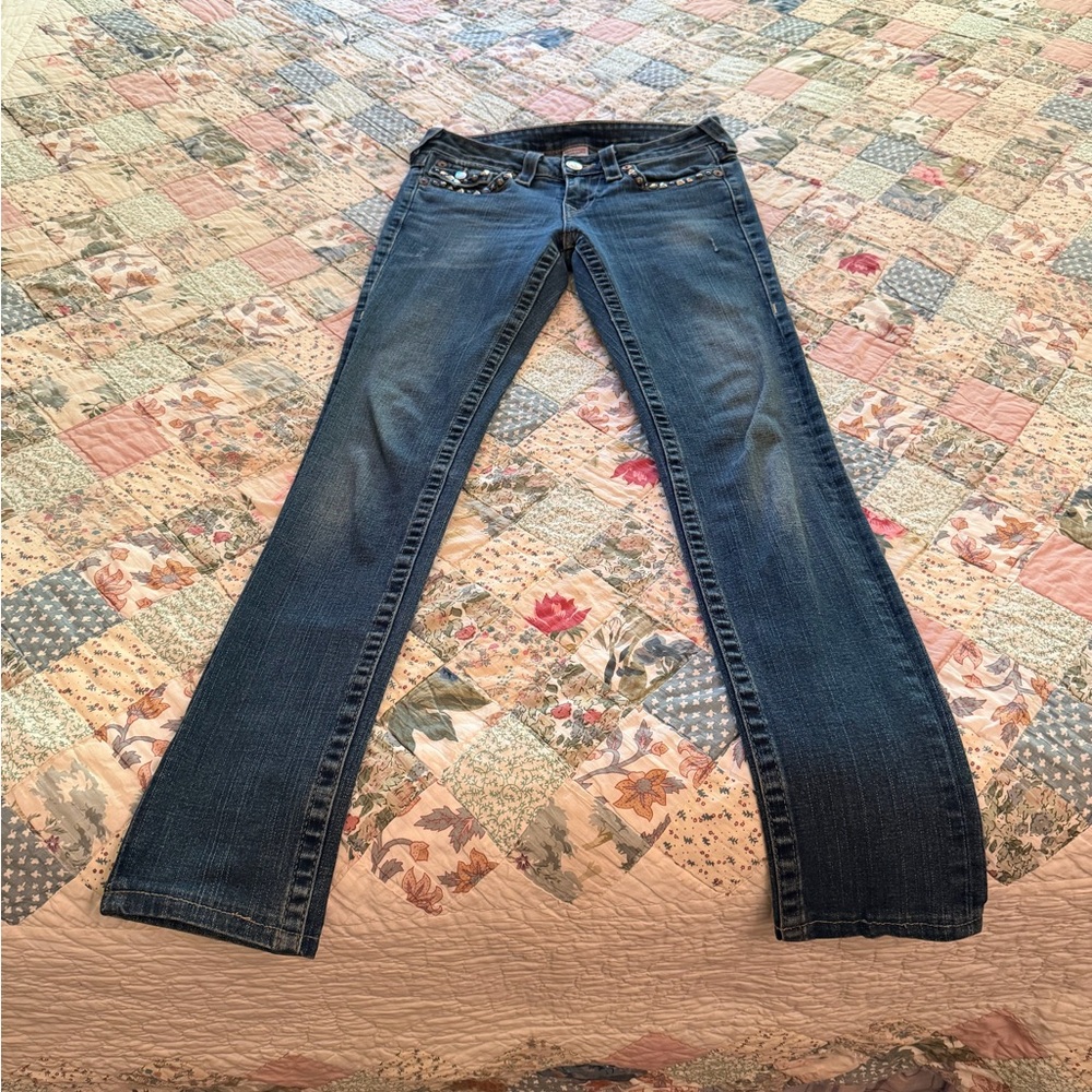 WOMENS TRUE RELIGION JULIE STUDDED SKINNY JEANS SIZE 27